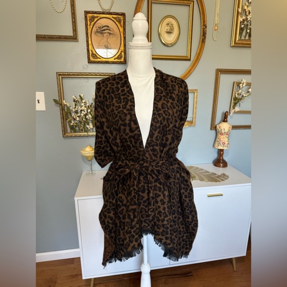 Leopard Print Tie Poncho